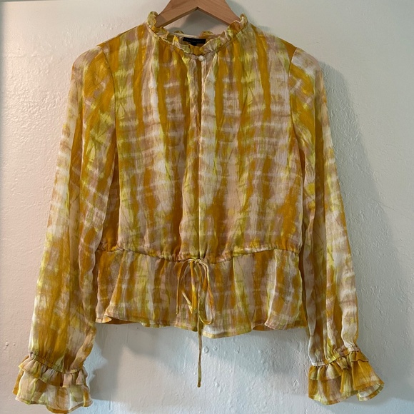 Who What Wear Yellow Watercolor Blouse - Picture 1 of 5